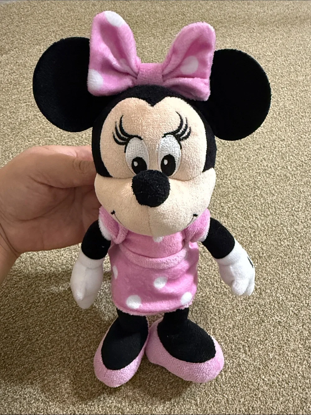 Disney Minnie Mouse Plush in Pink with White Polka Dots 10 inches